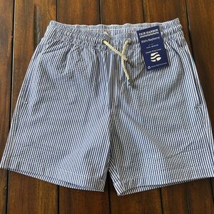 Fair Harbor Boys Bayberry Seersucker Swim Shorts - Blue/White